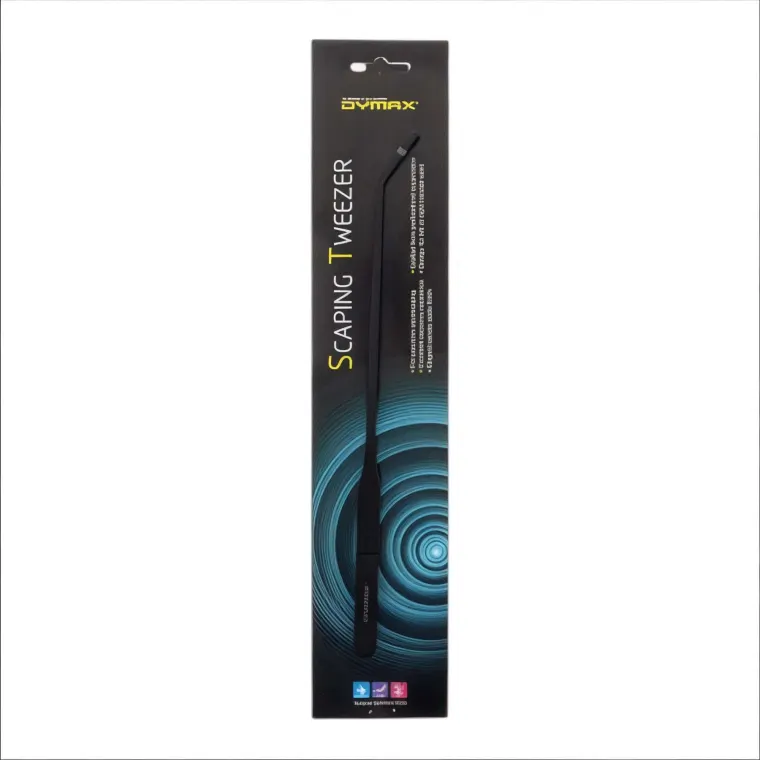 Dymax Stainless Steel Curved Scaping Tweezer for aquascaping and plant propagation, left or right-handed use.